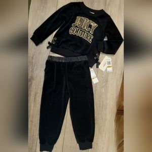 Toddler Juicy Couture black velour jogging suit with gold accents Size 3T